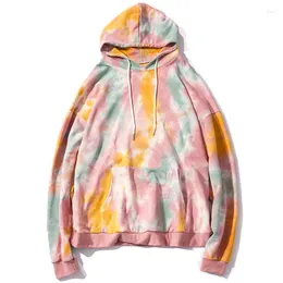 Herrtröjor tie-dye par älskare våren 2023 huva lös casual sweatshirt