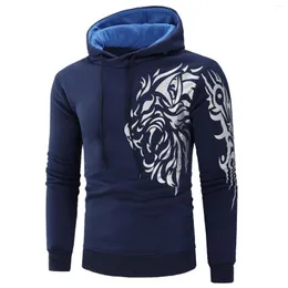 Herren Hoodies Pullovershirt Männer Langarm Tiger gedruckter Pullover Mantel Hoodie warme Hemden Herbst Winter Kapuze -Draw -String -Blusen Sportwege