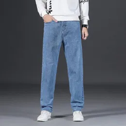 Mäns jeans vår och hösten 2021 Casual Blue Fashion vanlig passform Klassisk ljusbyxor stor storlek 403076