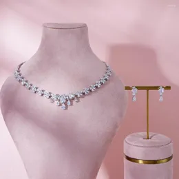 Orecchini di collana impostati in gioiello 2 pezzi da donna elegante set di gioielli cubici zirning dubai da sposa da sposa per la festa della cena gioielli