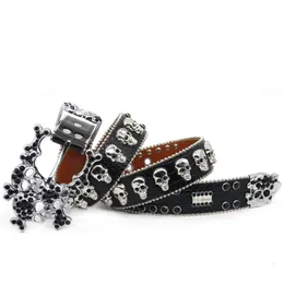 New Western Luxury Multi Skull Rhinestone Belt with Men's Inlaid Rhinestone Belt Hip Hop Punk Personalized Trendy Style