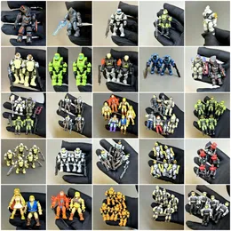 Figuras de brinquedos de ação Halo mega bloks construção Unsc espartan elite grunhido BRute Warriors NPMD WW2 Soldier Exército Ele Man Motu Figuras Bricks Toys 230821