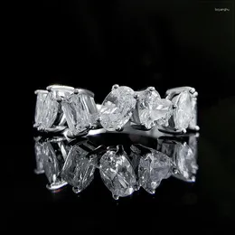 Clusterringe 2023 925 Silber unregelmäßiger Band Ins Kaltwind gestapelt Diamantring