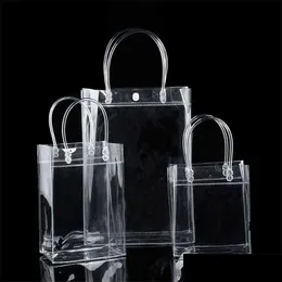 Prezent PVC Plastikowe torby z uchwytami opakowanie wino przezroczystą torebkę impreza Favors Bag Fashion Pp Button LX2271 DROP DOBRYWA HOMED DHBY8