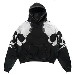 Men's Hoodies Sweatshirts large-area skull Y2K Harajuku street retro print trend sweater loose hooded sweater loose autumn top couple jacket ins style 230815