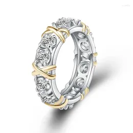 Clusterringe Trendy S925 Sterling Silber High Carbon Diamond Ring X-förmige Persönlichkeitsparty Luxus für Männer Männer Paar fein Schmuck 2023