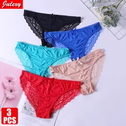 Women's Panties 3Pcsset Julexy Arrivals Women Panties Solid Sexy Lace Pantys Set Hollow Out S M L XL Underwear Women Brief Set 230822