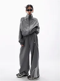 Women's Jackets Y2K Gorpcore Pant Set Streetwear Vintage 90s Two Piece Oversized Tracksuit Wide Leg Track Pants Hip Hop Jacket 230822