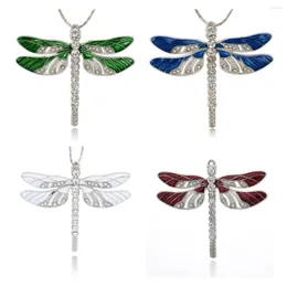 Hängselhalsband 2st -legering Emalj Dragonfly Big Pendants Crystal Rhinestone Metal Charms för DIY Necklace Keychain Jewelry Making 57x64mm