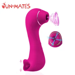 Vibrators 10 Mode Sucking Vibrator 2 in 1 Couple Sucker Stimulation Anal Vagina Clitoris Stimulator Oral Licking Erotic Sex Toys for Women