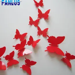 Wall Stickers 12Pcs double layer 3D butterfly wall stickers on the home decoration magnet refrigerator 230822