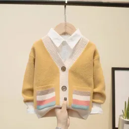 Pullover Baby Boy Sweater Spring Autumn Sticked Cardigan tröja Baby Children Klädpojkar Tjours Tröjor Kids bär kläder Winter 230823