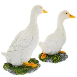 Garden Decorations 2 Pcs Car Ducks Accessories Statue Simulation Ornaments Figurine Resin Adornment Convenient Fake Model