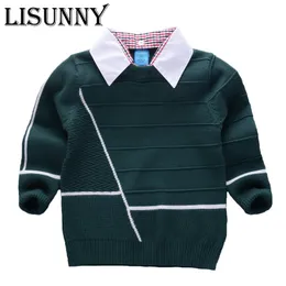 Pullover Shirt collar Boys Sweaters Baby stripe Pullover Knit Kids Clothes Autumn Winter Children Sweaters Boy Clothing School 230822