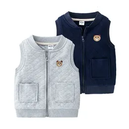 Waistcoat Boy Gray 28y Childrens Vest Cardigan Cotton With Pocket Sleeveless Vests Clothes Winter School Clothing Navy Blue 230822