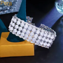 Очарование браслетов Pera Brilliant Iced Out Crystal Большой широкий брасх