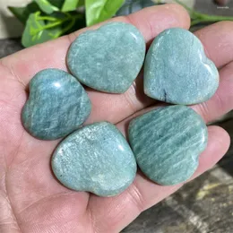 Dekorativa figurer Hjärtat naturligt Amazonite Quartz Crystals Stones Ornament Reiki 7 Chakras Energy Healing Gemstones Home Decor