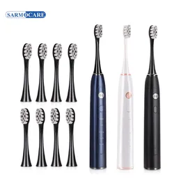 Zahnbürste Sarmocare Elektrische Zahnbürste S700 Sonic Zahnbürste USB -Ladung Erwachsener Zahnbürsten mit Zahnpinsel Köpfen 5 Modus Zähne Aufhellung 230823