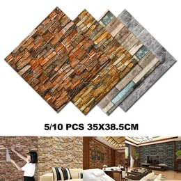 Wall Stickers 510Pcs 3D Brick Pattern Sticker SelfAdhesive Panel Waterproof Living Room Wallpaper Home Decoration 230822