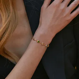 Bracelets de link Bracelete de pedra colorido Metal Metal conectado Multi Color Pinging Gold Silver Chain para feminino