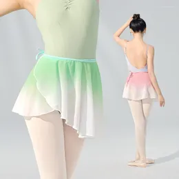 Scenkläder vuxen balettdans kjolar chiffon gradientfärger oregelbundna praxis leotard gymnastik skridskor