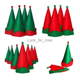 Noel Baba Şapk Kırmızı Yeşil Elf Hat Noel Elf Giydirme Partisi HKD230823