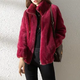 Womens Fur Fux Faux Fluffy Coat Parka Femme Winter Warm Warm Coats Zipper Long Sleeve Jackets for Women Corean Parkean Green Red Fashion 230822