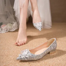 249 Bröllopssekvensinerade höga brudklackar pumpar kvinnors sliver Guldkvinnor Crystal Dress Shoes 230822 436