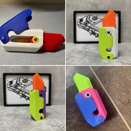 Dekompressionsleksak 3D -tryck Gravity Jump Liten Radish Knife Mini Carrot Knife Model Studentpris Pendant Decompression Toy Gift for Boys L230823
