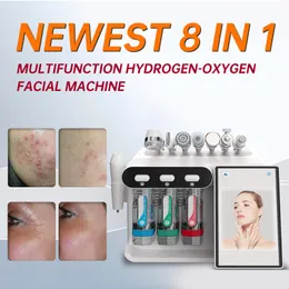 Análise de pele 8 em 1 Tela magnética Hidro facial Máquina de limpeza de pele Hydra Dermoabrasão máquina de oxigênio facial Aqua Peel RF remoção de rugas Microdermoabrasão