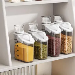 Garrafas de armazenamento, recipientes de cereais, dispensador com copo de medição, design hermético, organizador de cozinha