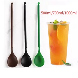 1000Pcs/Lot Plastic Spoon Long Handle Coffee Tea Ice Cream Milk Sauce Glue Stirring Tableware Home DIY Household Accessory