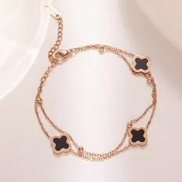 Marca clássica charme pulseira trevo de quatro folhas designer jóias 18k banhado a ouro pulseiras de dois lados para mulher