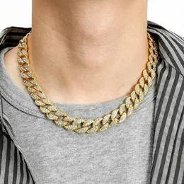 Designer colar cubano de 15 mm de explosão flash hip-hop masculina cheia de diamantes dominando novos acessórios simples de jóias simples
