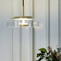 Anhängerlampen nordische LED Clear Glass Leuchten Gold moderne Hanglampe für Schlafzimmer Innenraum Esszimmer Haus Beleuchtung Leuchten Loft Dekor