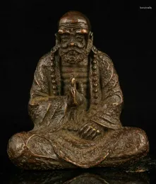 装飾的な置物収集物質中国の手彫りレトロの純粋な赤い銅bodhidharma彫像コレクション装​​飾装飾のための彫像