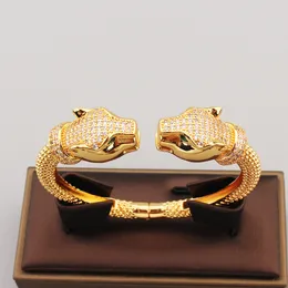 Bracciale in oro 18 carati Leopard Diamond Bangle bracciali catena Love Designer per donna uomo coppia aperta stilista Festa di nozze Giorno del Ringraziamento Regalo di San Valentino