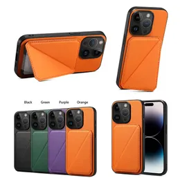 Luxo Lychee Grein Leather Vogue Case para iPhone 15 14 13 12 11 Pro Max XR XS XS Magnetic Invisible Card Slot Slot Business Wallet Kickstand Protetive Shell
