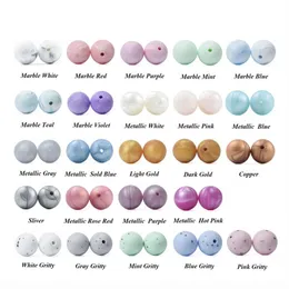 100 PCS 15 MM Round Marbles & Gritty Silicone Beads Baby Teething Food Grade Silicone Teether BPA Necklace Baby Accessories 22844