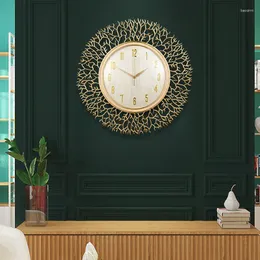 Väggklockor runt sovrum digital nordisk design metall tyst guld lyx reloj pared dekorativo heminredning gpf35xp