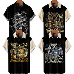 Męskie koszule hawajskie koszulki vintage w stylu samochodu 3D wydrukowane Y2K Hombre Fashion Shirt Short Sleeve Beach Ubrania 230823