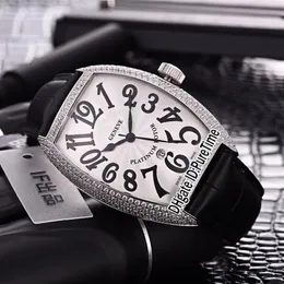 Neue Casablanca 8880 C dt Stahl Silber Diamant Blünde Silber Zifferblatt Japan Miyota 8215 Automatische Herren Watch Black Leder -Gurt Uhren3028