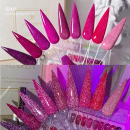 Poliska do paznokci Glitter Refleksyjna żel lakier do paznokci błyszczące różowe czerwono auroras UV LED LAMET LAMET Zanurz żel paznokcie paznokcie do manicure 230822