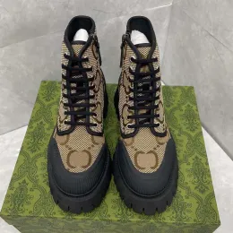 Luxury designer lace up boots, high-quality men's and women's boots, half boots, classic shoes, winter and autumn snow boots, nylon canvas ankle boots, factory shoes