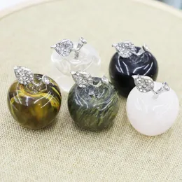 Pendant Necklaces Sell Natural Exquisite Stone Apple Statue Ornament Healing Mixed Color Charm Gemstone Carved Figurine Gem Home Decoration