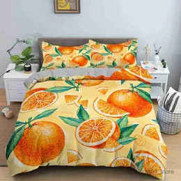 Set di biancheria da letto Set di biancheria da letto con stampa di frutta Copripiumino con chiusura a cerniera Copripiumino con custodia Taglie multiple Tessili per la casa R230901