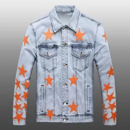 Kurtki męskie moda kurtka męska skórzana gwiazda kurtka dla mężczyzn Rowed Denim Coats Biker Bomber Jacket Men Denim Kurtka 230823