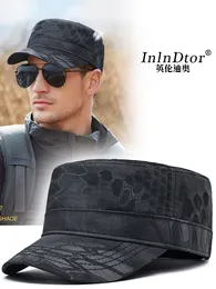 Berets InlnDtor Flat top python print hat men's spring and summer quick dry climbing cap Outdoor Survival sunscreen Army 230822