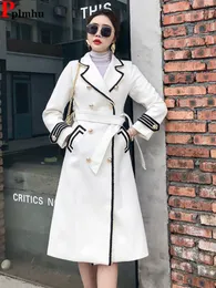 Kvinnors ull blandar brittiska tjocka varm ullfast chaquetas höstar vinter kvinnor temperament eleganta överrockrockar högklassiga vita jaqueta feminina 230823