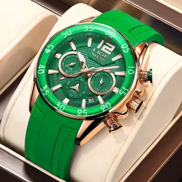 Нарученные часы модные мужские часы Lige Top Brand Luxury Silicone Sports Watch Men Quartz Clog